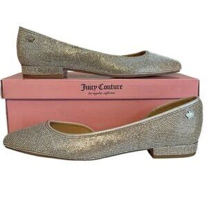 Juicy Couture Women’s Paden Rhinestone Flats Silver Sparkle Elegant Size 8.5 New